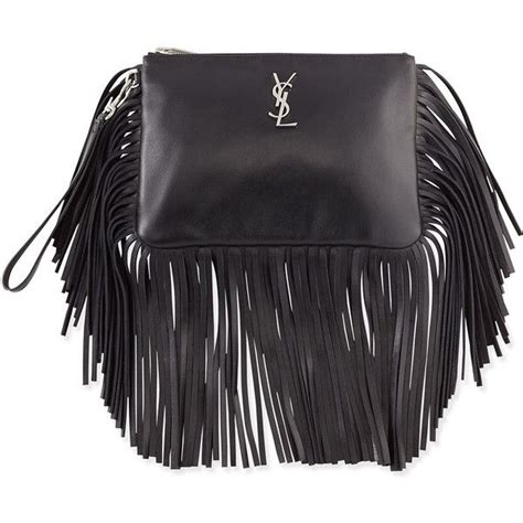 saint laurent clutch fringe